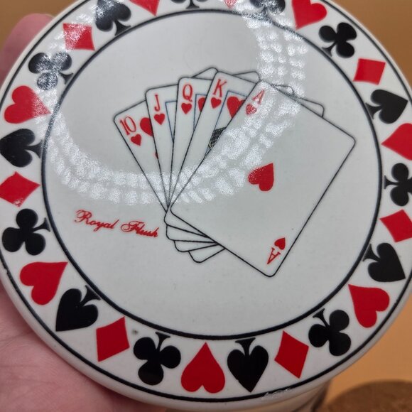 Ceramic Poker Coasters & Holder with Lid American Atelier Casino Royale Cards - Picture 8 of 15